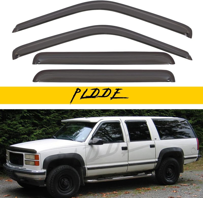 PLDDE Rain Guards Compatible with 1999-2000 Cadillac Escalade Side Window Visor Wind Deflector Vent Visors Car Accessories Tape-On 4pcs - Image 1